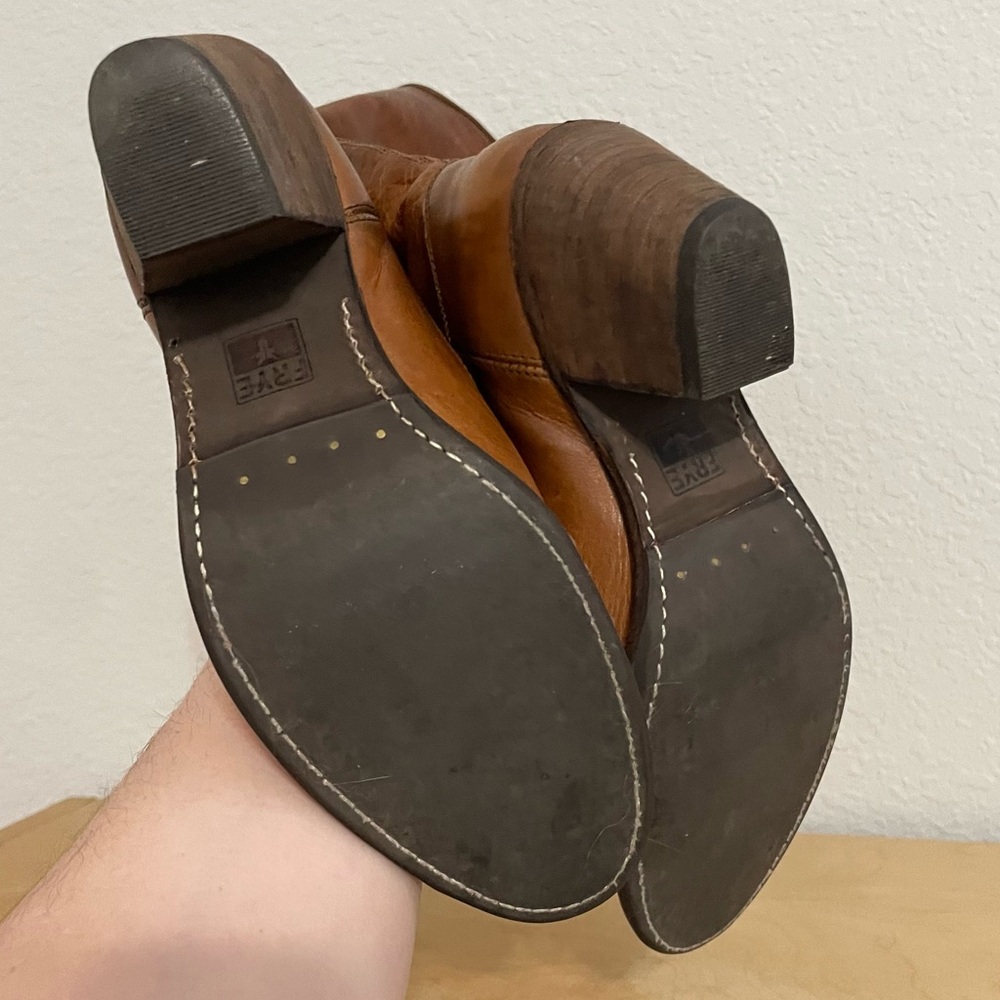 Frye Cognac Brown Leather Mid-Calf Heeled Boots - Picture 11 of 15
